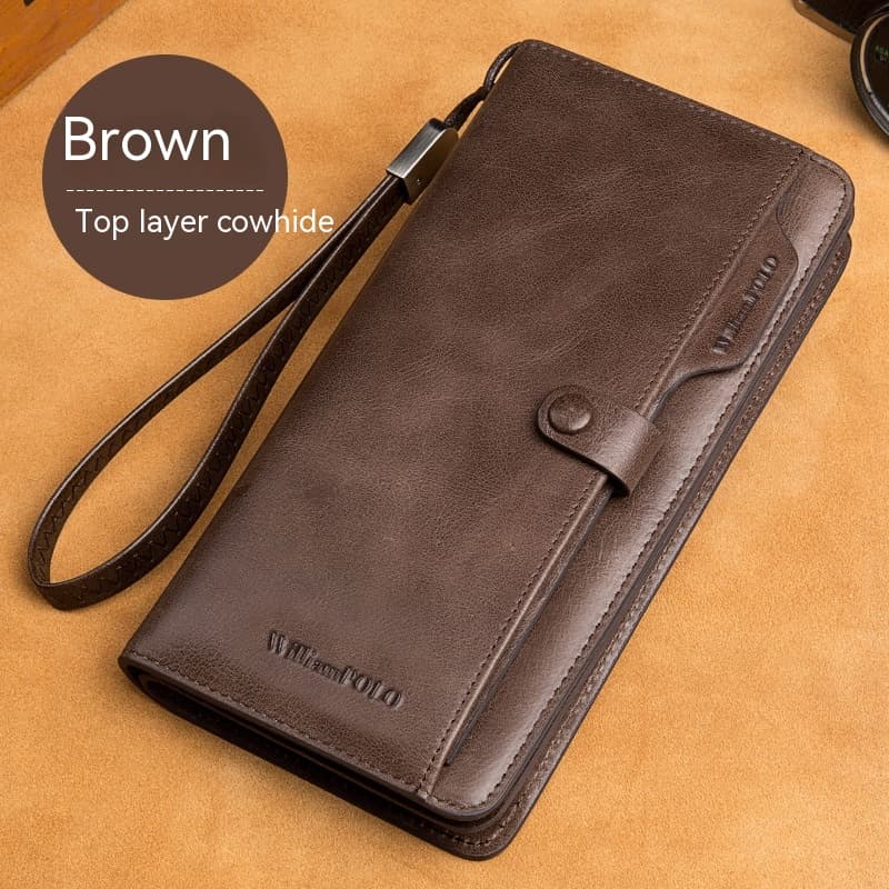 Men's long wallet genuine leather