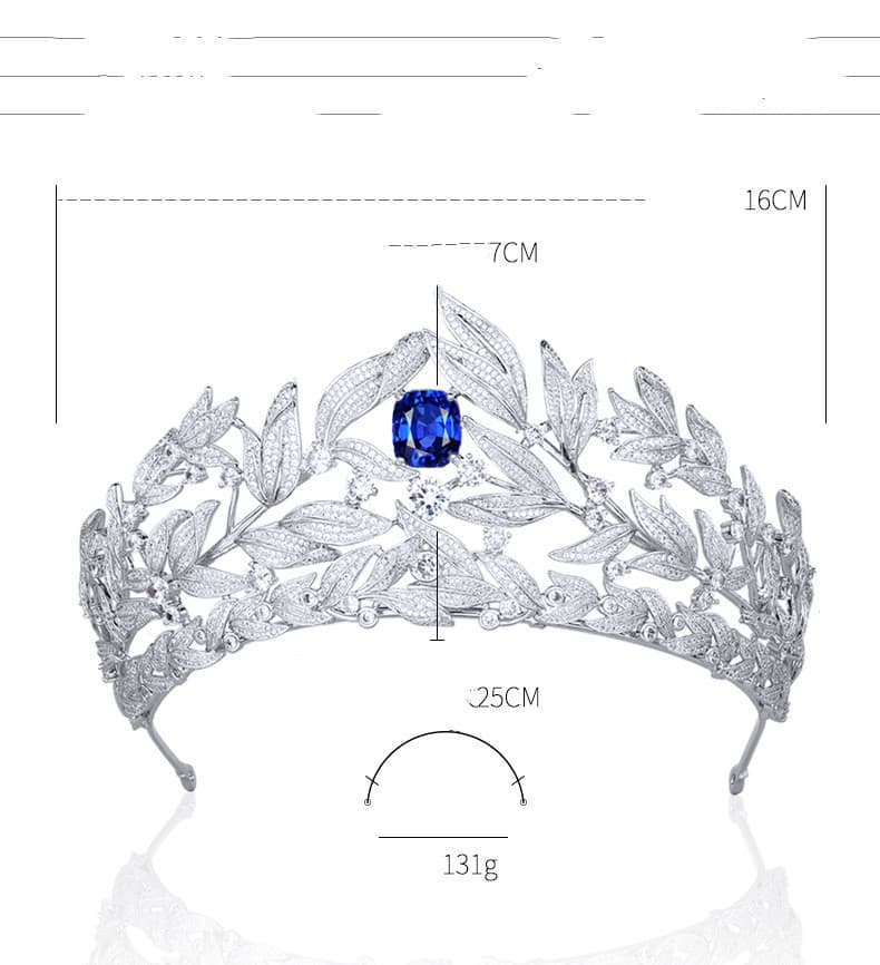 Sapphire Crown Copper Micro Inlay AAA Zircon Wedding Headdress