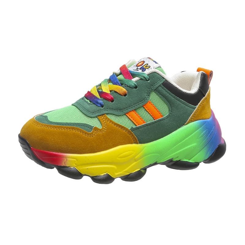 Women's Thick Bottom Colorful Front Lace-up Sneakers