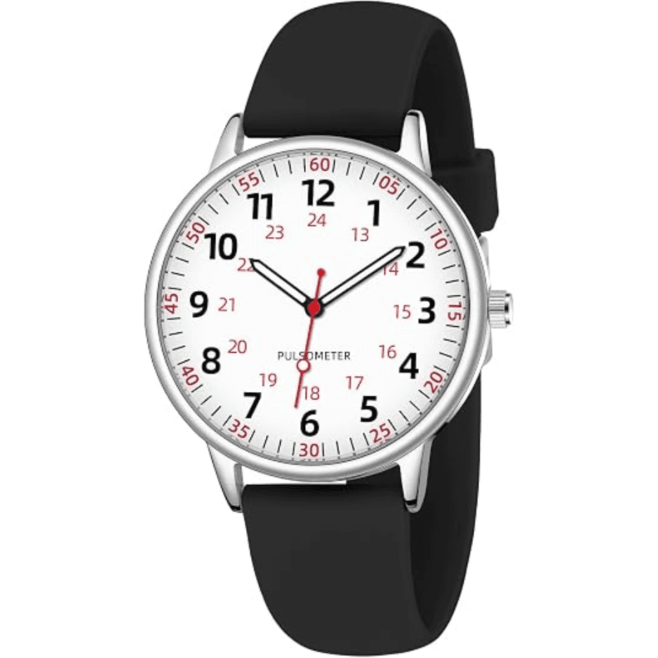 Nurse watch for women, waterproof silicone analog with second hand