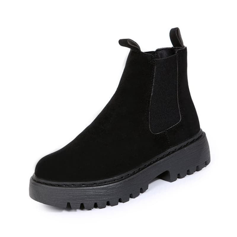 Women Ankle Boots Solid Color Chunky Autumn Winter Platform Shoes