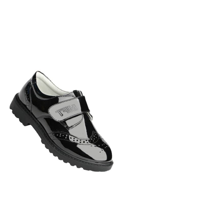 Boys leather shoes student campus black British