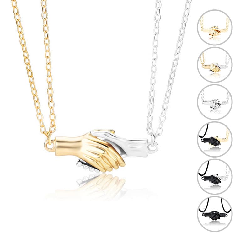 Palm couple necklace magnet attracts handshake clavicle chain