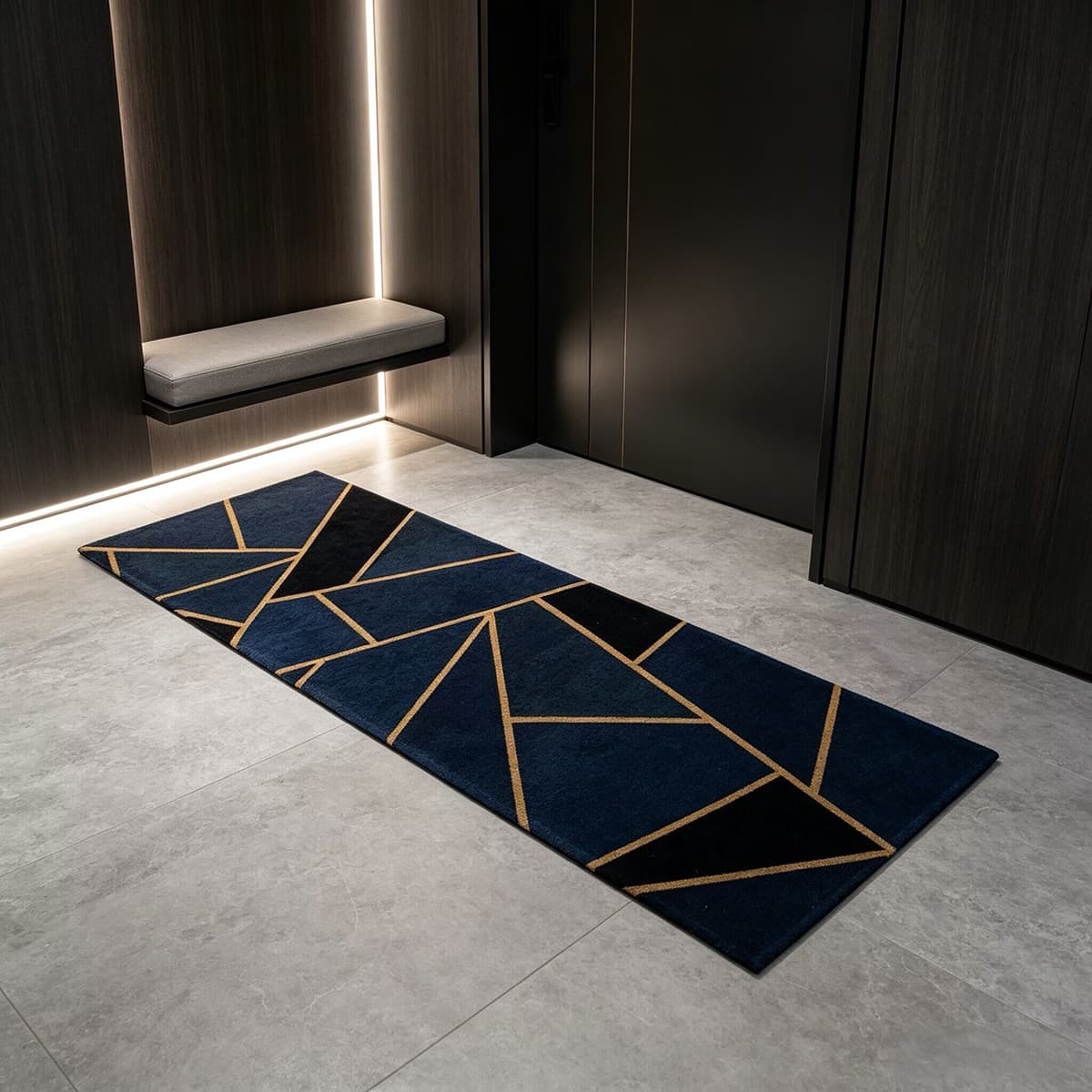1pc luxury modern geometric runner rug, washable area rug