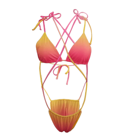 Bikini tie rope gradient color swimsuit female split swimwear