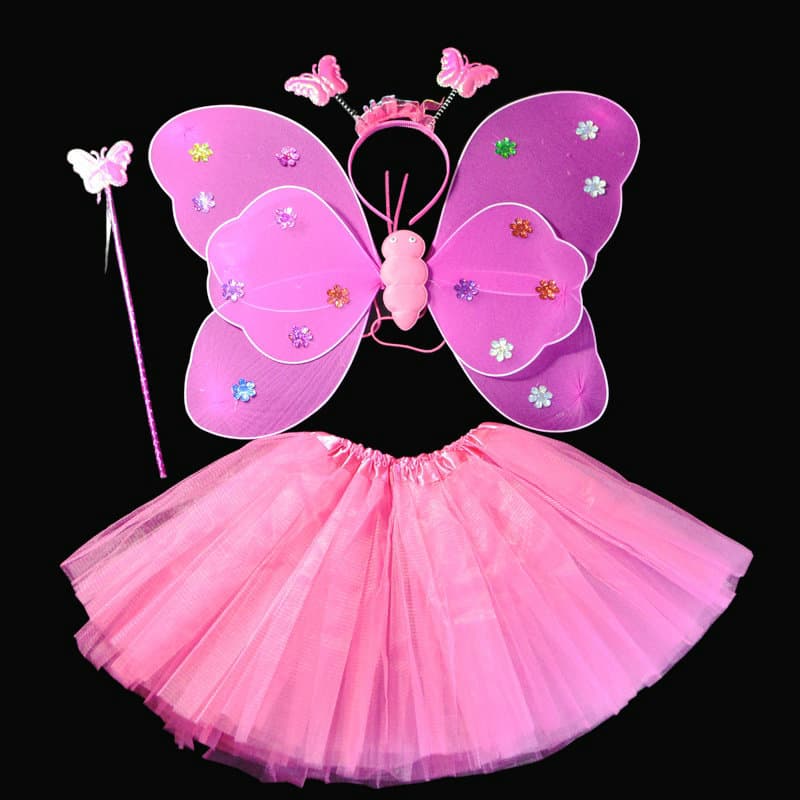 Children's day performance set Double-layer sequined wings 4-Piece set