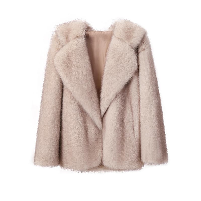 Lapel Leather Fur Coat Women's Artificial Wool Clip