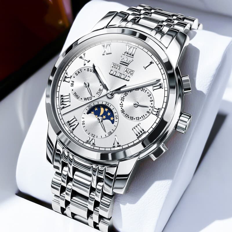Multifunctional moon phase automatic mechanical watch waterproof