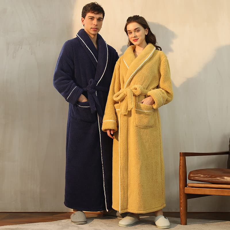 Autumn and winter thickened cotton velvet nightgown men's Plus-sized