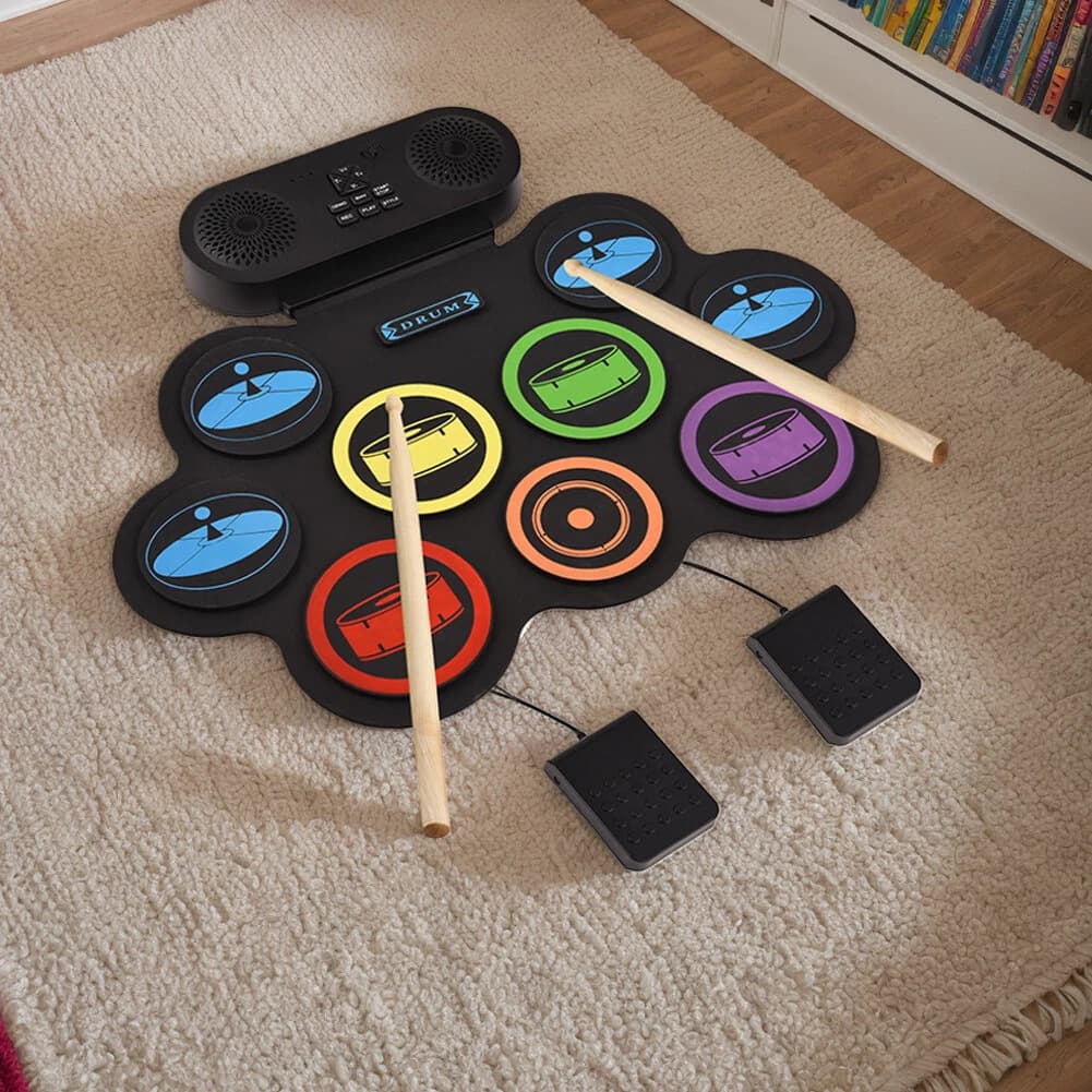 Portable percussion instrument silicone jazz drum set