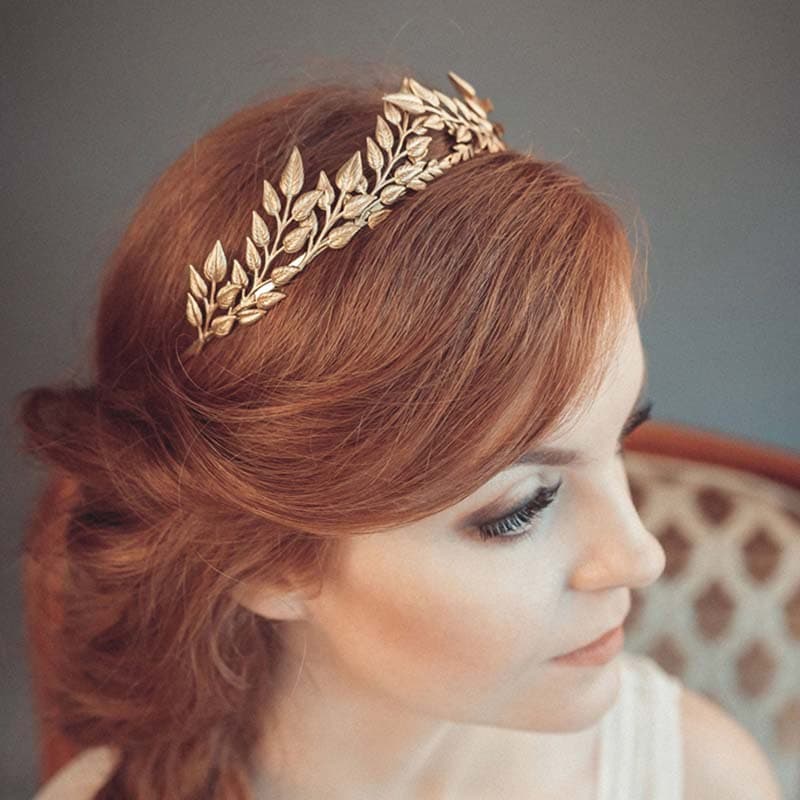 Bridal golden leaf headband alloy crown hair accessories