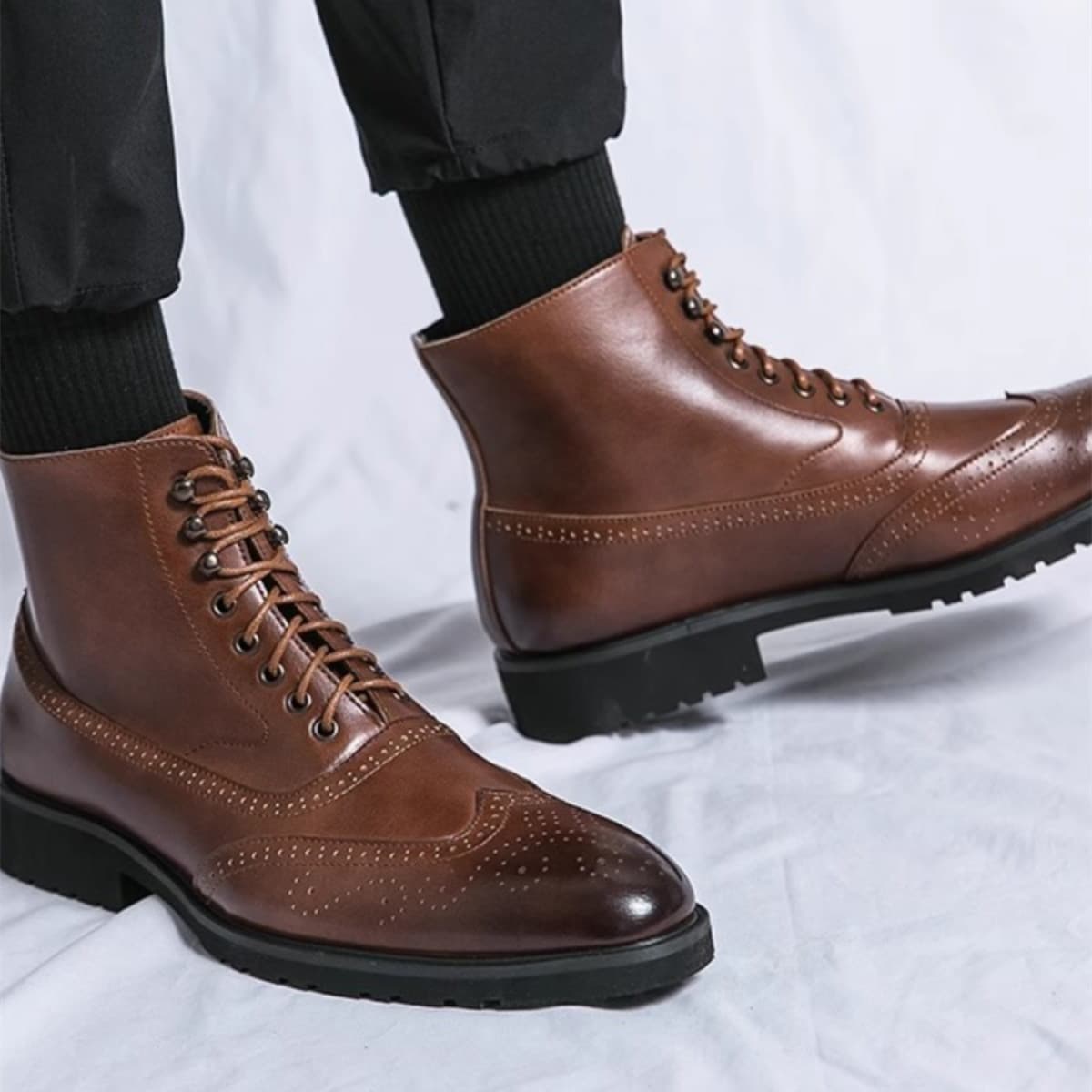 Mens Thick Sole Mid Top Work Shoes