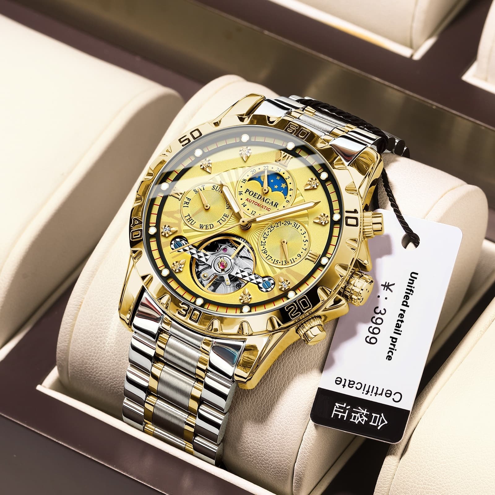 Men's mechanical watch waterproof luxury multifunctional wrist