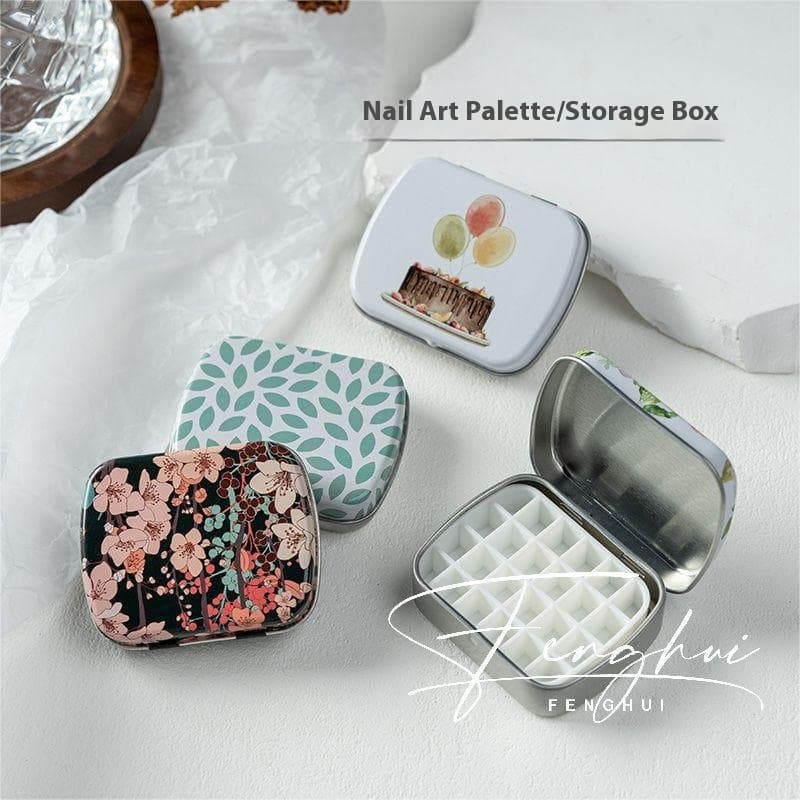 Manicure watercolor One-piece flip small iron box 24-piece portable