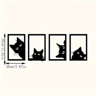 Black cat metal wall art decoration suit