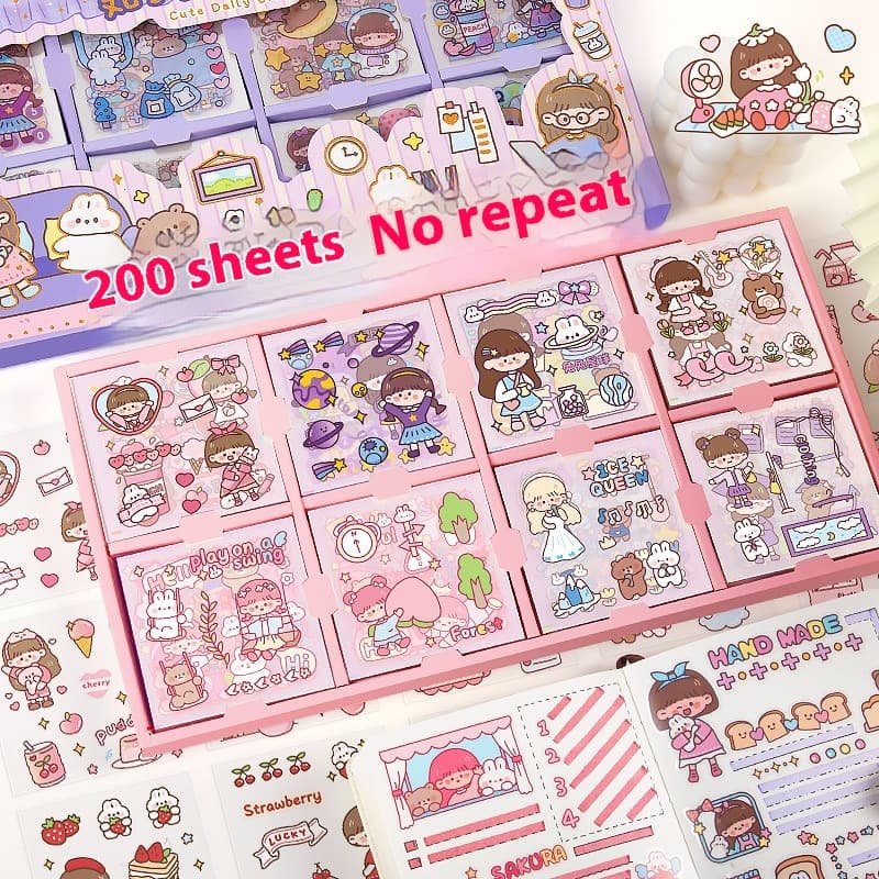 200 PET tent stickers with seamless waterproof cartoon design