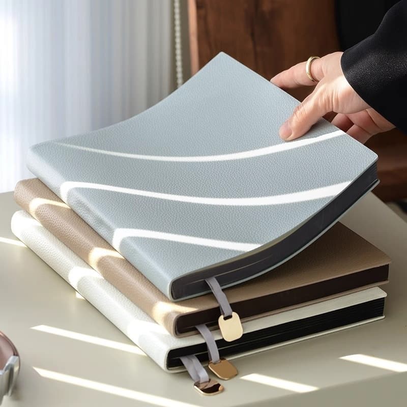 Litchi pattern soft leather covered notebook