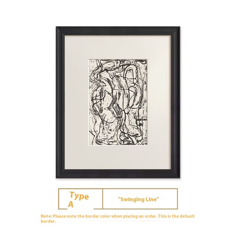 Black and white lines High-end abstract paintingfor hanging retro