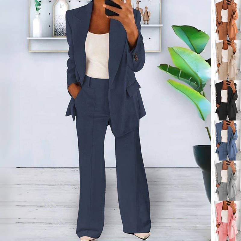 Button Casual Suit Long-sleeved Lapel Blazer Jacket And Slim-fit