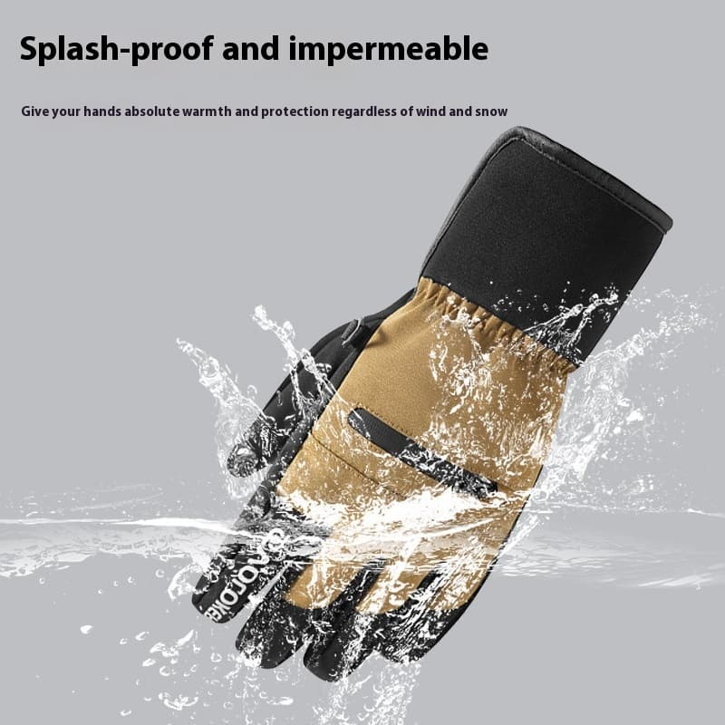 Warm with velvet windproof waterproof five finger touch screen gloves