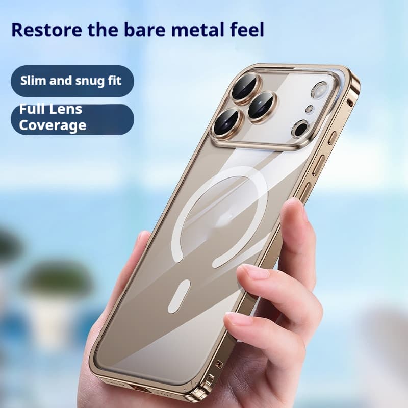 Applicable 17 metal frame phone case magnetic suction spring fastener