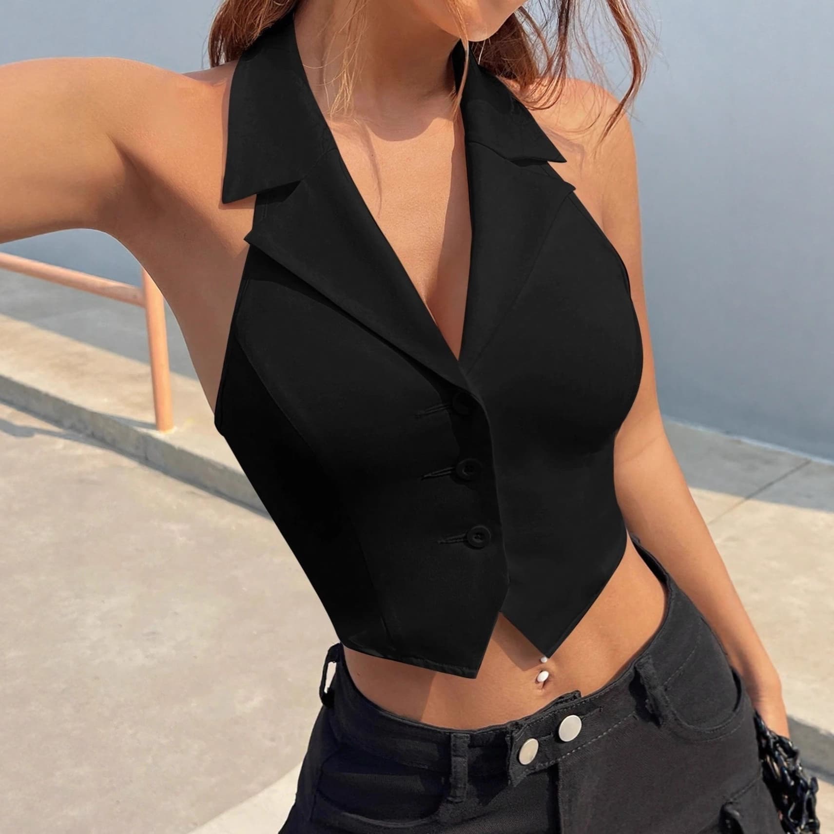Women's V-neck halter vest top