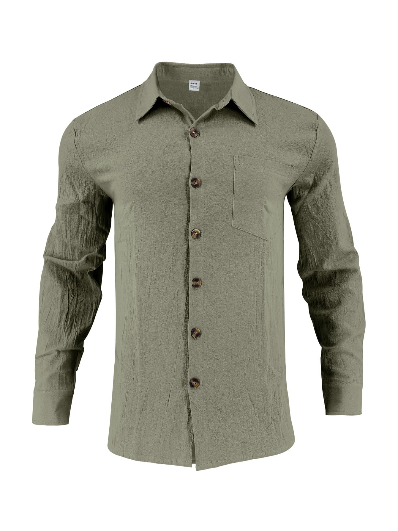 European And American Men's Shirt Double Pocket Cotton Linen