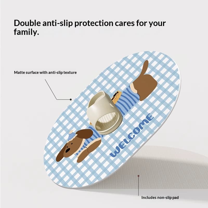 Quick-drying cartoon silica mud floor mat