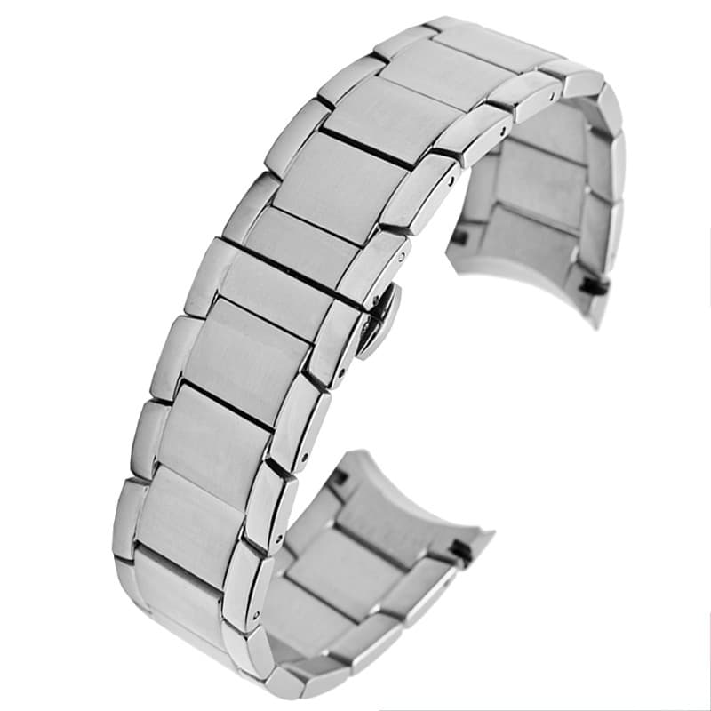 Brushed stainless steel watch band compatible mens bracelet
