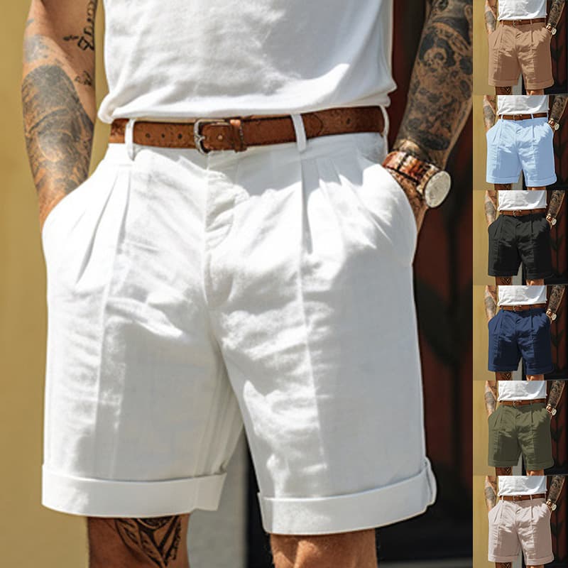 Men's Straight Leg Shorts With Pockets Casual Dress Pants Loose Fit